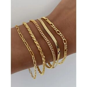 "Madeline" 14K Plated Minimalist 5 Piece Stacked Bracelet Set